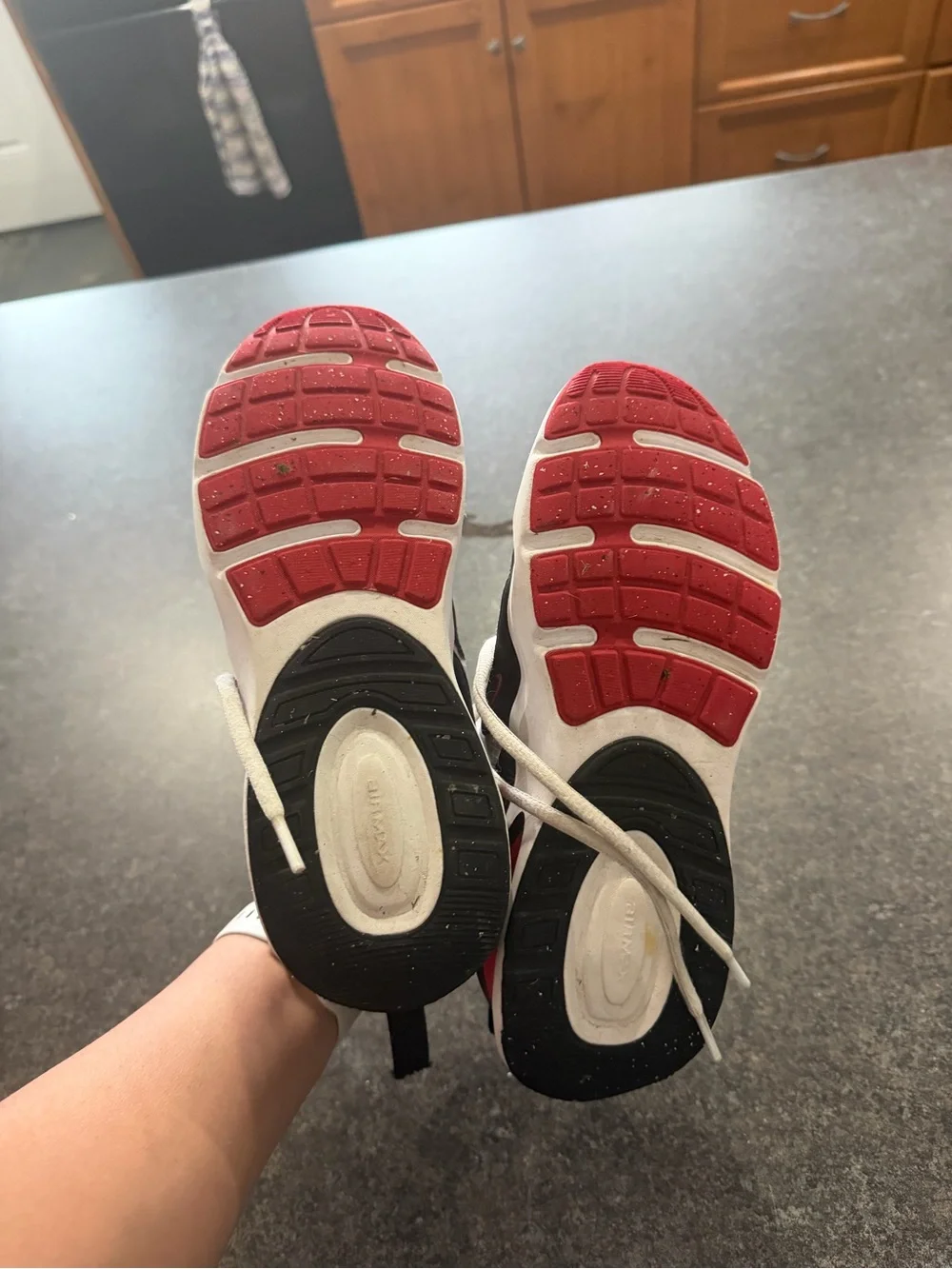 Nike Kids White Sneakers with Black and Red Accents - Picture 3 of 3